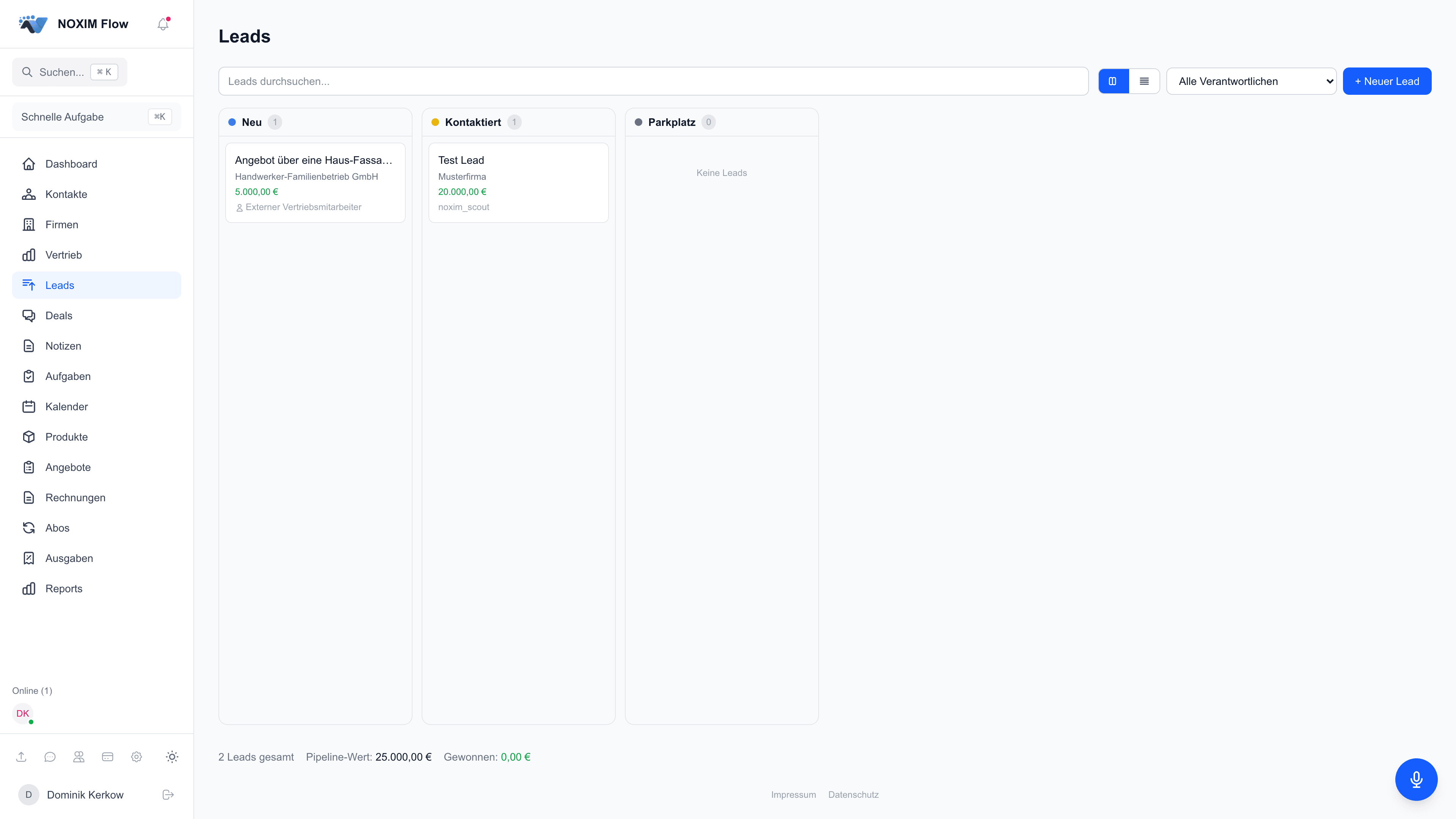 Lead-Pipeline Kanban-Board in NOXIM Flow